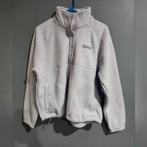 Columbia Jasper Ridge Pebbled Half Snap Lavender Sherpa Fleece Pullover Size L